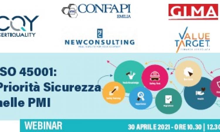 WEBINAR "ISO 45001: PRIORITA' SICUREZZA NELLE PMI" - 30/04/2021 alle ore 10.30