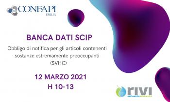 Webinar: BANCA DATI SCIP: Obbligo di notifica per gli articoli contenenti sostanze estremamente preoccupanti (SVHC) - 12/03/2021