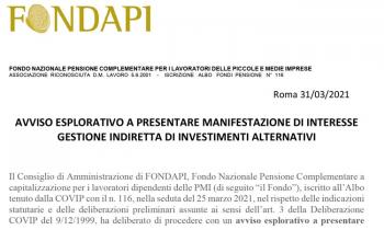 Manifestazione di interesse gestione indiretta di investimenti alternativi