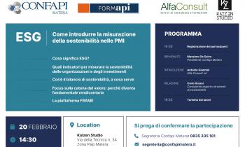 I Seminari di Confapi Matera: ESG - 20 febbraio 2024