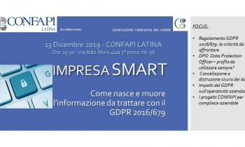 WORKSHOP IMPRESA SMART: Come nasce e muore l’informazione da trattare con il GDPR 2016/679