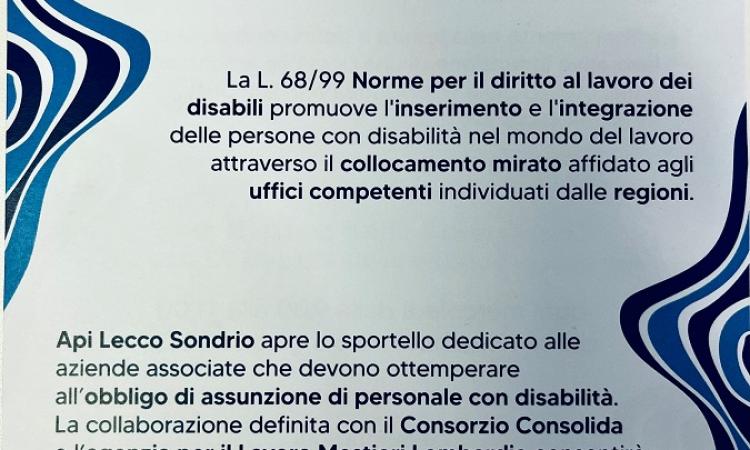 Attivo in Api lo sportello per l’inserimento al lavoro delle persone disabili