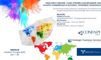 Webinar “INNOVARE E CRESCERE: come ottenere concretamente uno sviluppo commerciale di successo, sostenibile e ragionato” – Martedì 18/07/2023 ore 11.00″ – 29 Giugno ore 10,00