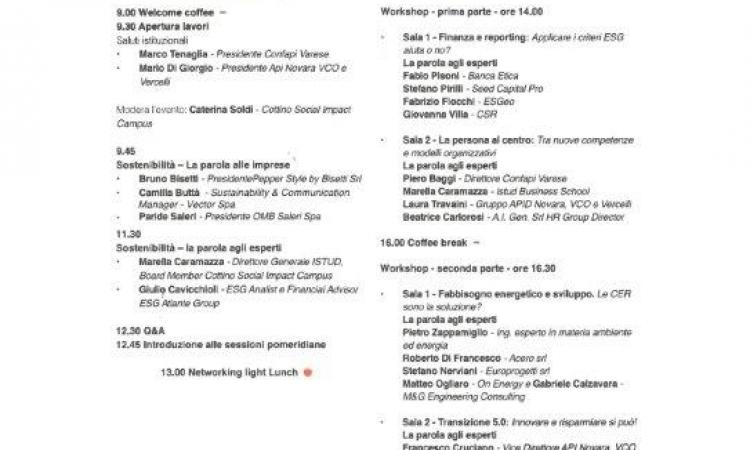 API NOVARA VCO E VERCELLI E CONFAPI VARESE:"ESG Day: perché la sostenibilità conviene". 12 Giugno 2024 dalle ore 9.00 presso il Borgo San Cristoforo a Oleggio