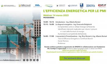 Il 14 e 21 marzo due webinar su efficienza energetica per le imprese