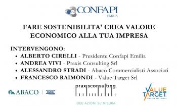 Webinar "FARE SOSTENIBILITA' CREA VALORE ECONOMICO ALLA TUA IMPRESA" - Venerdì 26/05/2023 ore 10:30