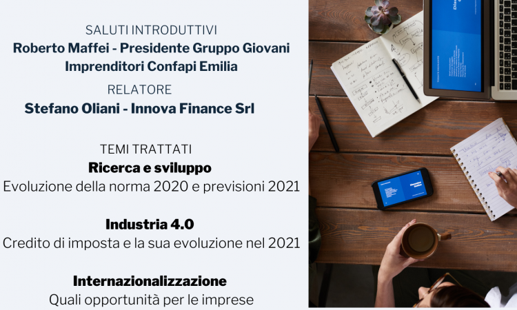 WEBINAR "FINANZA AGEVOLATA" - MARTEDI' 24 NOVEMBRE ALLE ORE 18.00