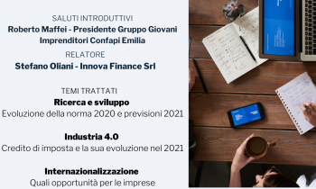 WEBINAR "FINANZA AGEVOLATA" - MARTEDI' 24 NOVEMBRE ALLE ORE 18.00