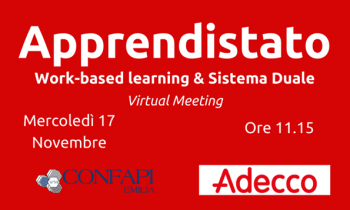 Webinar "APPRENDISTATO: WORK-BASED LEARNING & SISTEMA DUALE" - Mercoledì 17 Novembre ore 11.15