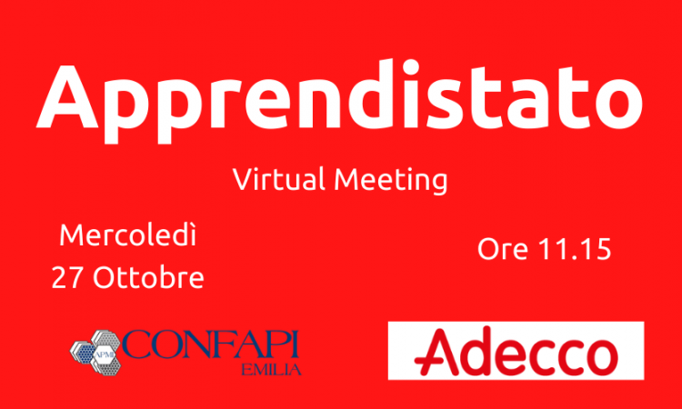 Apprendistato – Virtual Meeting. 27 Ottobre ore 11.15