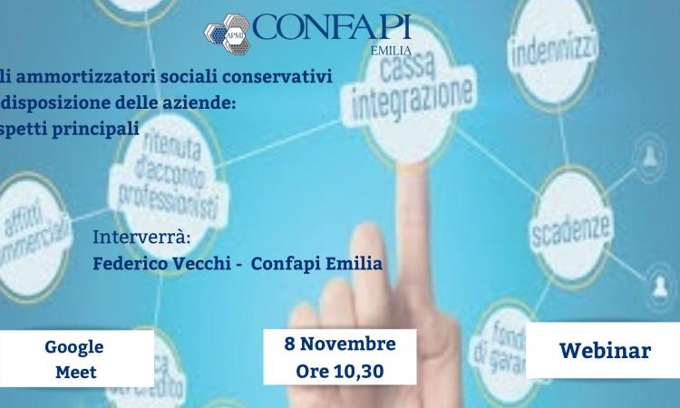 Webinar "GLI AMMORTIZZATORI SOCIALI CONSERVATIVI A DISPOSIZIONE DELLE AZIENDE: ASPETTI PRINCIPALI" - 8/11/2023 ore 10,30