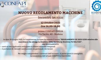 Invito incontro "NUOVO REGOLAMENTO MACCHINE - Incontro tecnico" - Giovedì 12 Ottobre ore 16,00