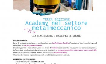 “Academy metalmeccanica” terza edizione: aperte le iscrizioni